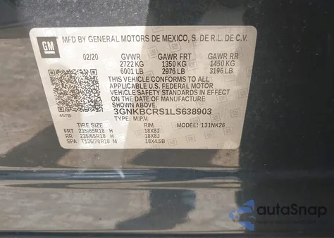 2020 Chevrolet Blazer Fwd 2Lt from USA, damaged, VIN 3GNKBCRS1LS638903